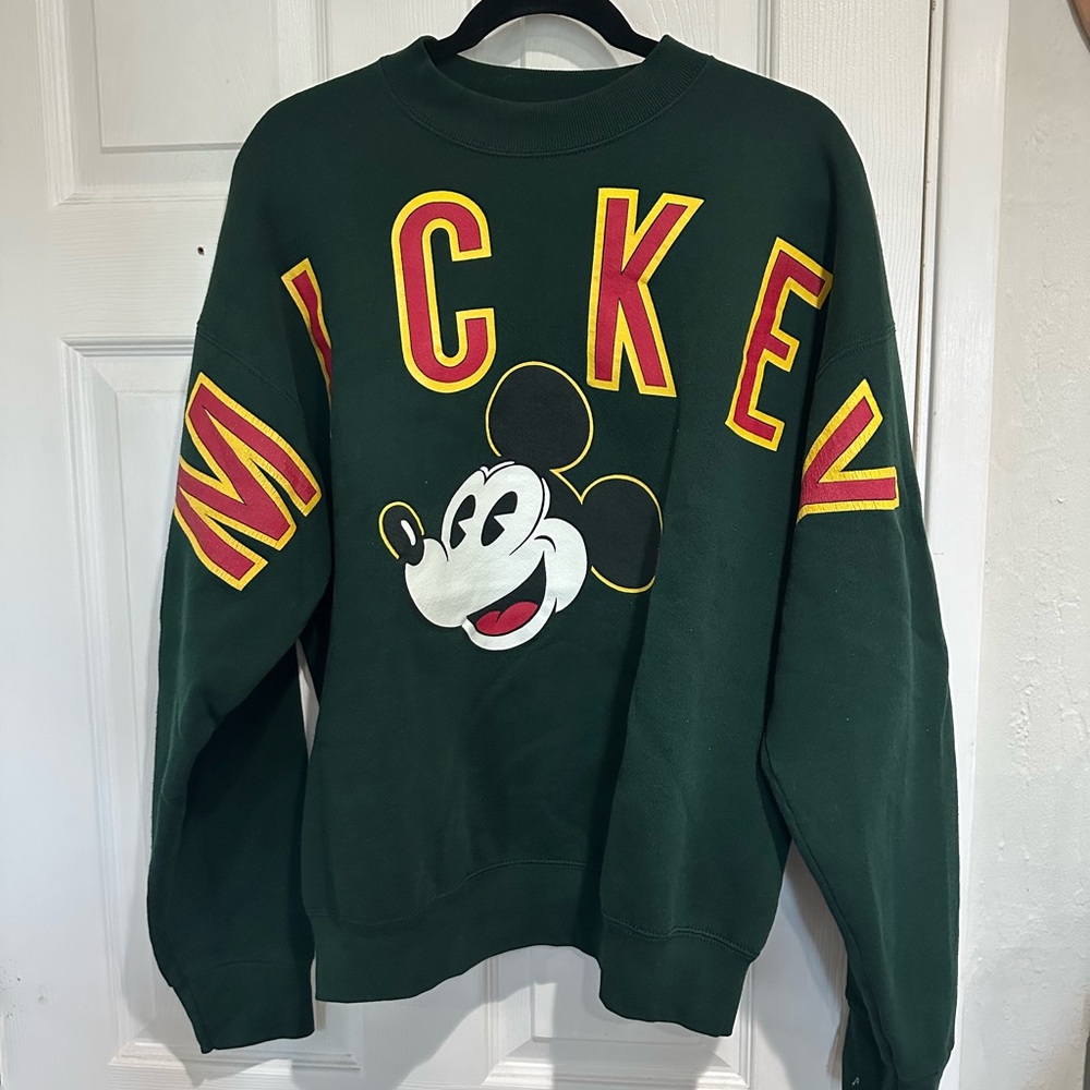 Disney Green Crew Neck Mickey Sweater